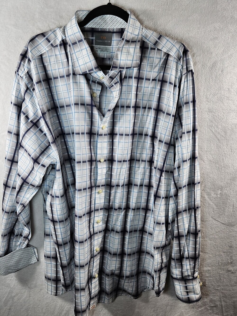 Thomas Dean Shirt Mens 3XL Multicolor Plaid Long Sleeve Button Up Flip Cuff